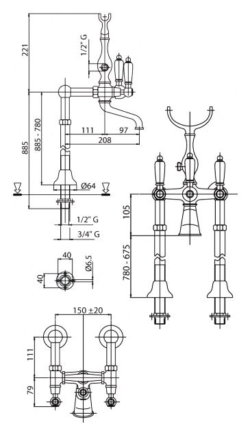Смеситель для ванны Cezares Diamond DIAMOND-VDP-01-Sw-N Хром Смеситель для ванны Cezares Diamond DIAMOND-VDP-01-Sw-N Хром