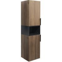 Шкаф пенал Comforty Штутгарт 40 4151544 подвесной Дуб темно-коричневый Черный матовый