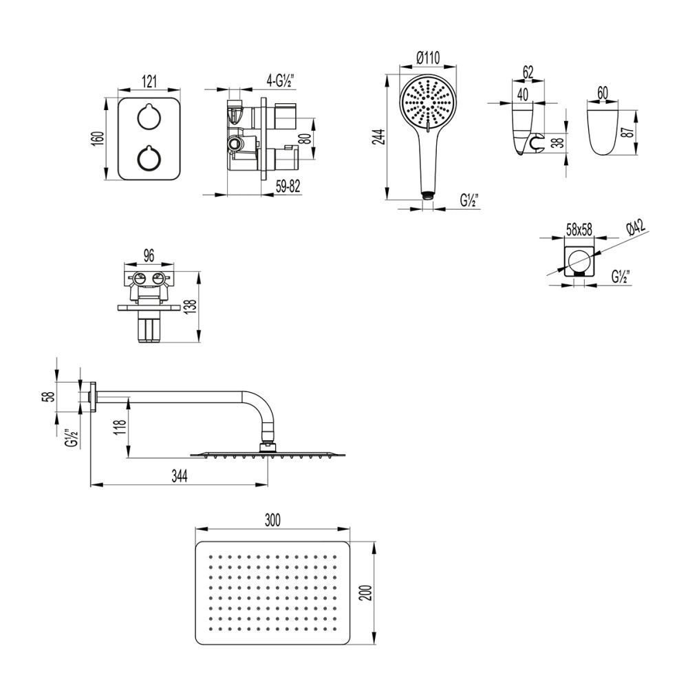 Смеситель Lemark Bronx для ванны и душа термостатический встраиваемый (LM3749GM), артикул LM3749GM