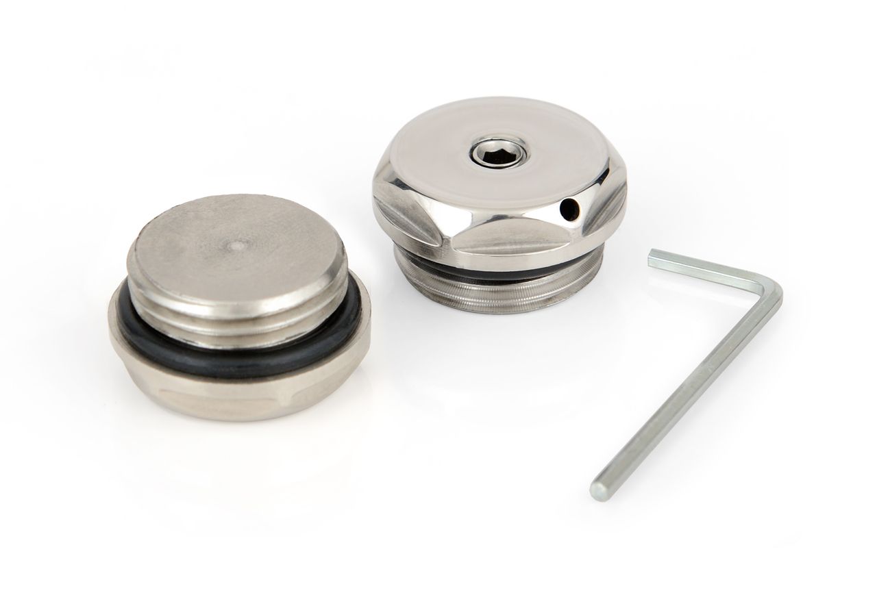 Спускной клапан/заглушка, Сунержа, D25, для водяных полотенцесушителей, ширина,мм-22, глубина,мм-13, высота,мм-22, присоединительный размер-НР G 1/2", материал- нержавеющая сталь, в комплекте- 2 шт, цвет-чёрный матовый