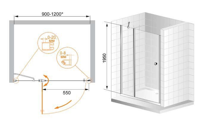 Душевая дверь в нишу CEZARES ELENA B-12