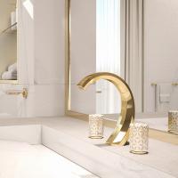 THG NIHAL PORCELAINE IVOIRE Смеситель для раковины на 3 отверстия, с донным клапаном, цвет Soft gold