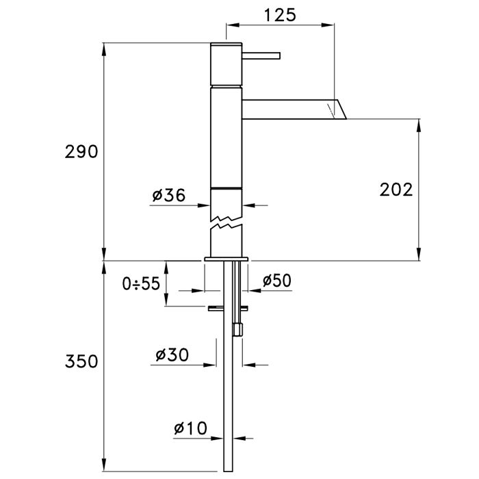 Stella Lucilla Смеситель для раковины на 1 отверстие (высокий) 3222HP120, длина излива 125мм, цвет: хром