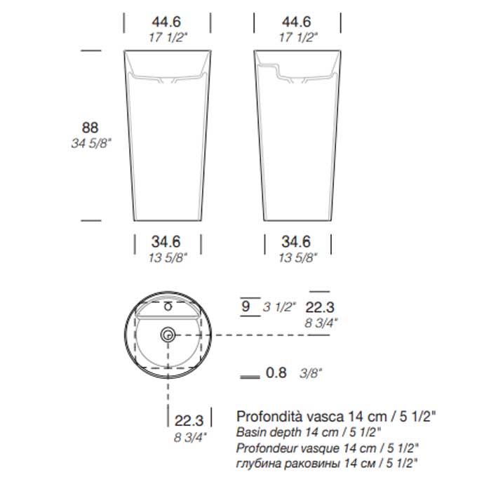 MILLDUE  Раковина  AZUMA 88 напольная из CRISTALPLANT ,D 44,6 см  H 88 см,слив в пол, 1 отв для смесителя, цвет белый матовый MILLDUE  Раковина  AZUMA 88 напольная из CRISTALPLANT ,D 44,6 см  H 88 см,слив в пол, 1 отв для смесителя, цвет белый матовый