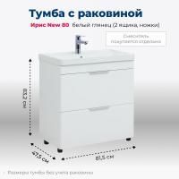 Тумба под раковину Aquanet Ирис New 80 белый глянец (2 ящика, ножки) Тумба под раковину Aquanet Ирис New 80 белый глянец (2 ящика, ножки)