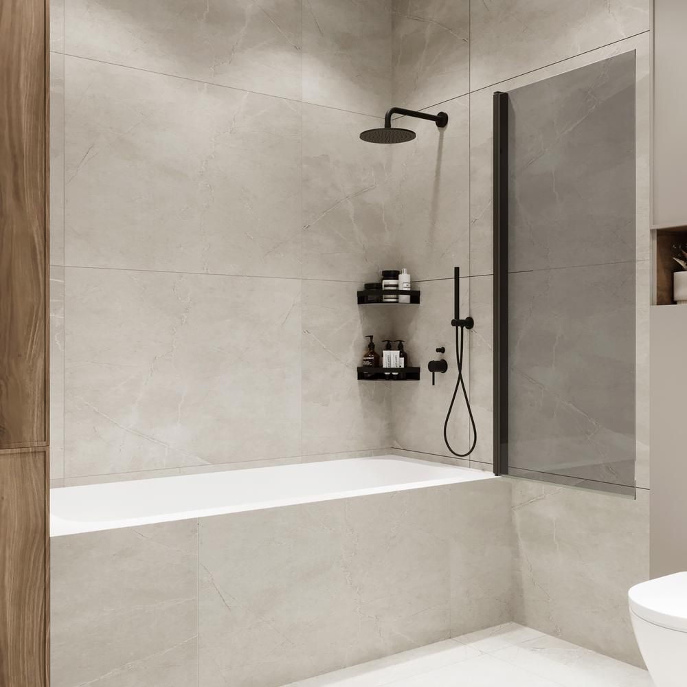 Шторка на ванну распашная Terminus Ното 150х70 тонированная, черный