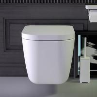 KNIEF Glam Унитаз подвесной безободковый 58х39х37 см, с сиденьем микролифт петли хром цвет белый матовый