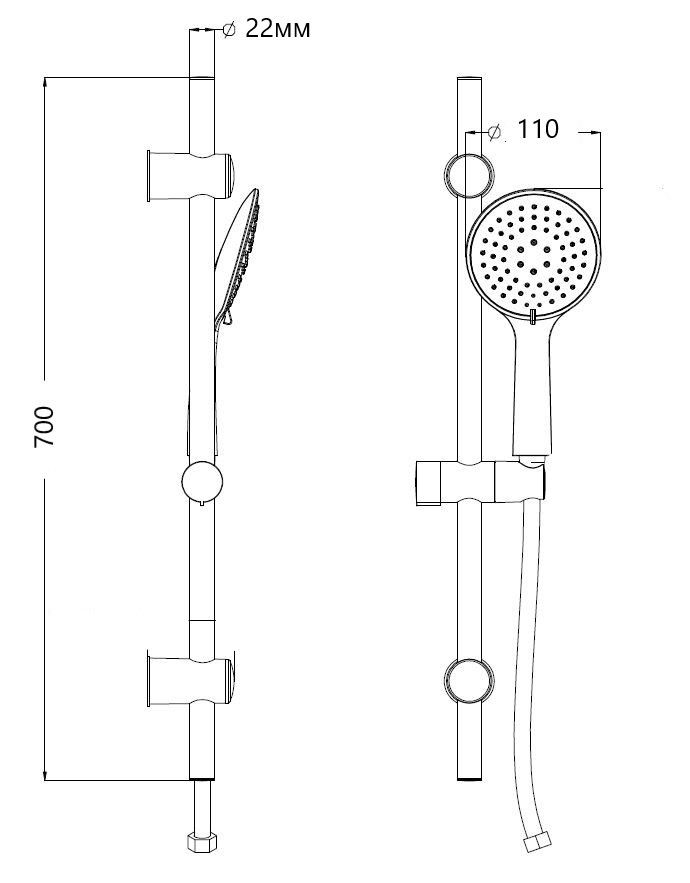 Душевой гарнитур, артикул: VSS18, VODA