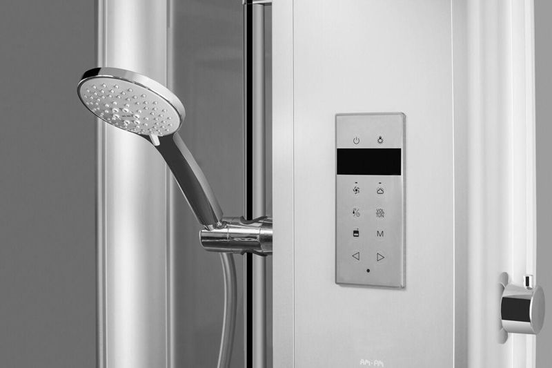 Душевая кабина AM.PM Awe W15C-804-090MTE 90x90 с гидромассажем профиль Хром стекло прозрачное Душевая кабина AM.PM Awe W15C-804-090MTE 90x90 с гидромассажем профиль Хром стекло прозрачное