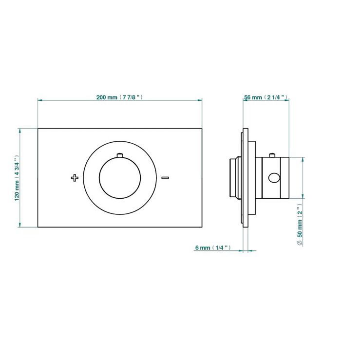THG INFINI PORCELAINE BLANCHE Смеситель для душа встраиваемый, термостатический, внешняя часть, цвет хром