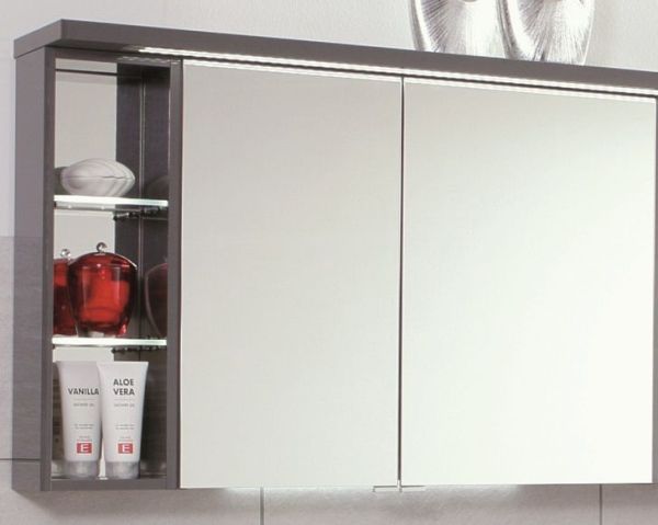 Puris Crescendo, зерк. шкаф (2 двери) c LED подсветкой 900 мм левый, цвет антрацит высокоглянцевый