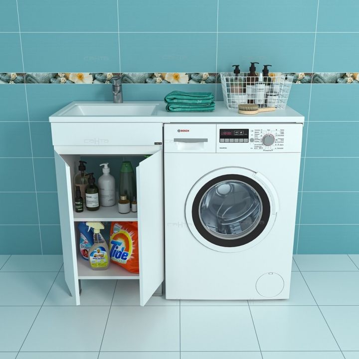 Тумба с раковиной СанТа Марс 110 L 700264+900112 Белая Тумба с раковиной СанТа Марс 110 L 700264+900112 Белая