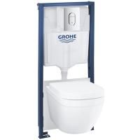 Система инсталляции GROHE Solido 4 в 1: инсталляция с перекладиной, подвесной унитаз Euro Ceramic, сиденье с микролифтом, панель смыва Arena Cosmo (38844000) (39536000) Система инсталляции GROHE Solido 4 в 1: инсталляция с перекладиной, подвесной унитаз Euro Ceramic, сиденье с микролифтом, панель смыва Arena Cosmo (38844000) (39536000)