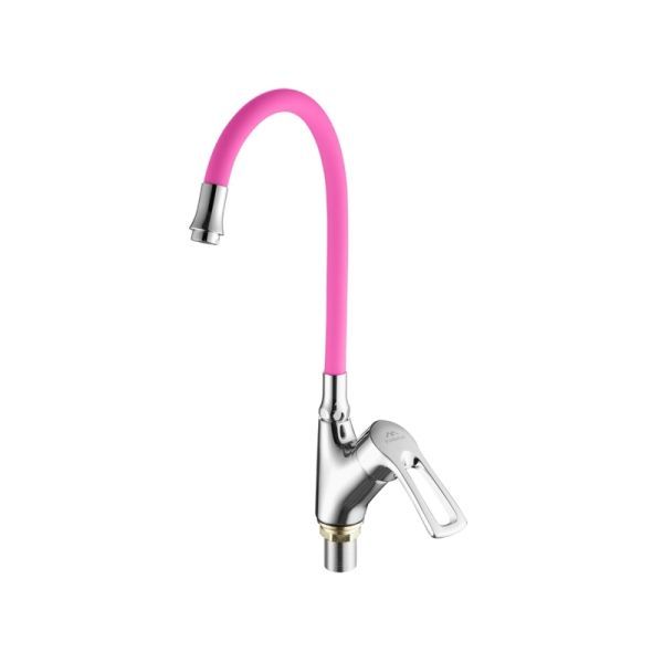 Смеситель для кухни с гибким изливом FASHUN A4466+A7255, хром/розовый