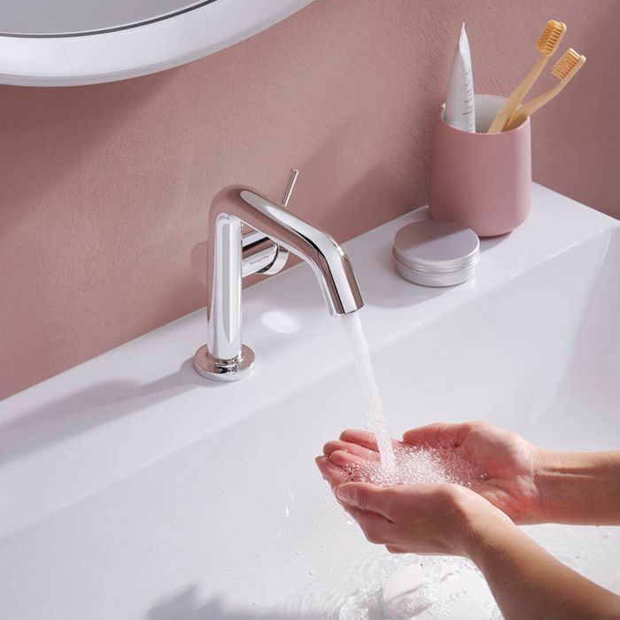 HANSGROHE (*Tecturis S) Смеситель для раковины 110 Fine, однорычажный, CoolStart, с клапаном push-open, хром HANSGROHE (*Tecturis S) Смеситель для раковины 110 Fine, однорычажный, CoolStart, с клапаном push-open, хром