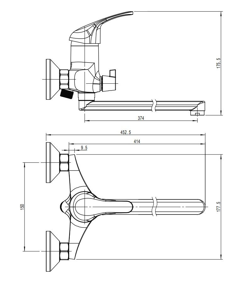Смеситель для ванны с длинным поворотным изливом RUSH VRANGEL (VR7114-51), артикул VR7114-51