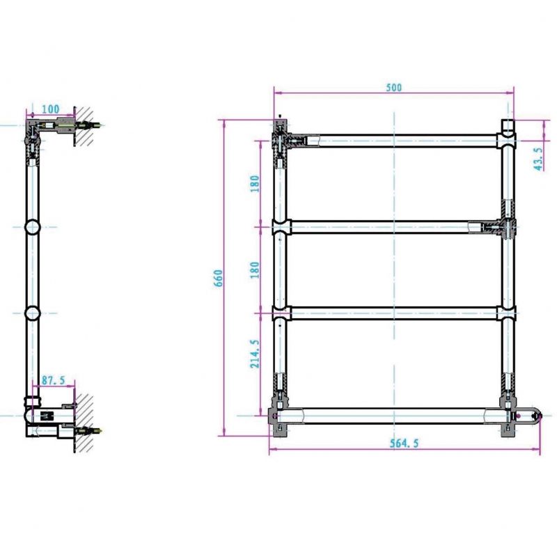 Полотенцесушитель, электрический 100W, 660*500мм  MEDICI