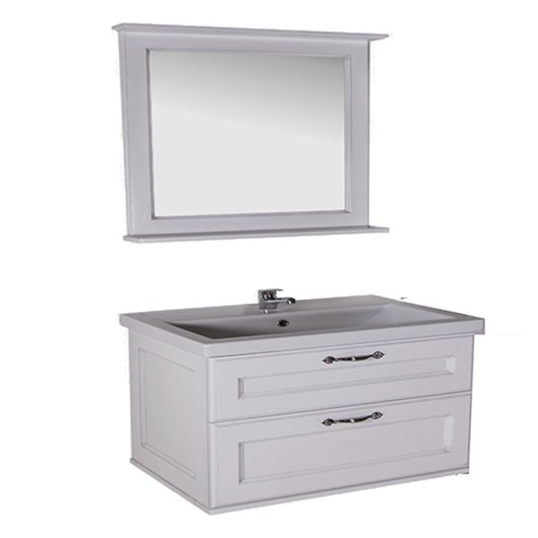 Зеркало ASB-Woodline Прато 100 Белый c серебряной патиной