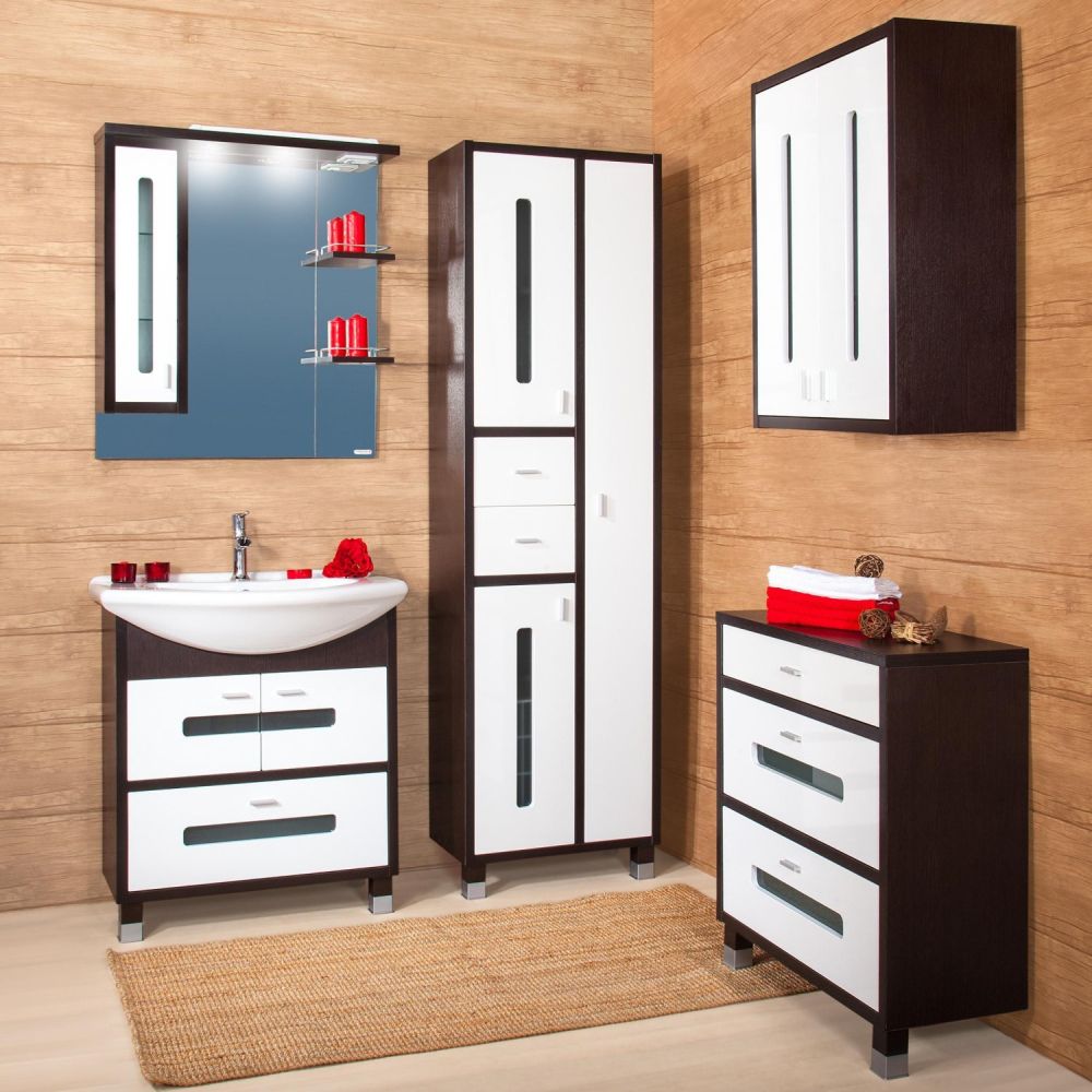 Пенал Бриклаер БАЛИ 57 см, венге/белый, артикул 4627125412417