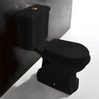 KERASAN Retro Унитаз моноблок слив в стену, цвет черный глянцевый