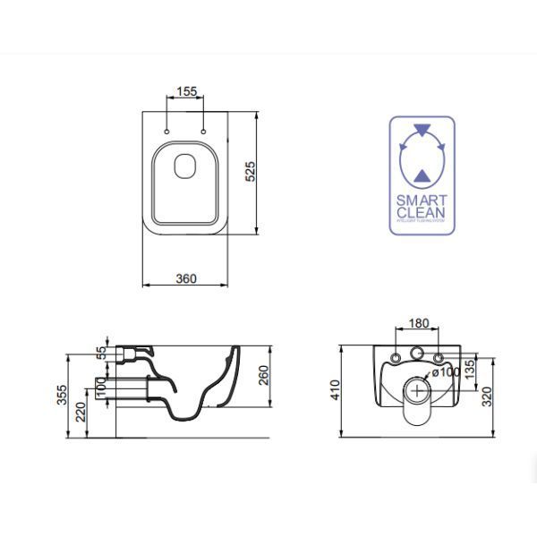 Унитаз подвесной GSG Brio бетон матовый