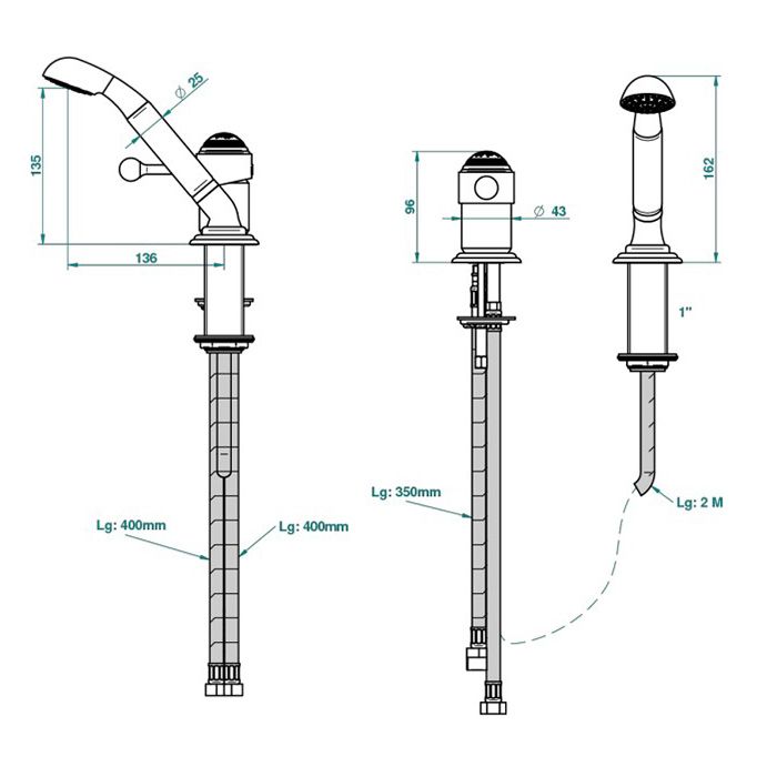 THG MARQUISE BLANC DECOR PLATINE Смеситель на борт ванны на 2 отв, однорычажный, без излива, с ручным душем, ручки белые, декор платина, цвет хром
