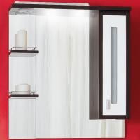 Зеркало со шкафом Бриклаер Бали 75 с подсветкой Корпус венге, фасад белый L