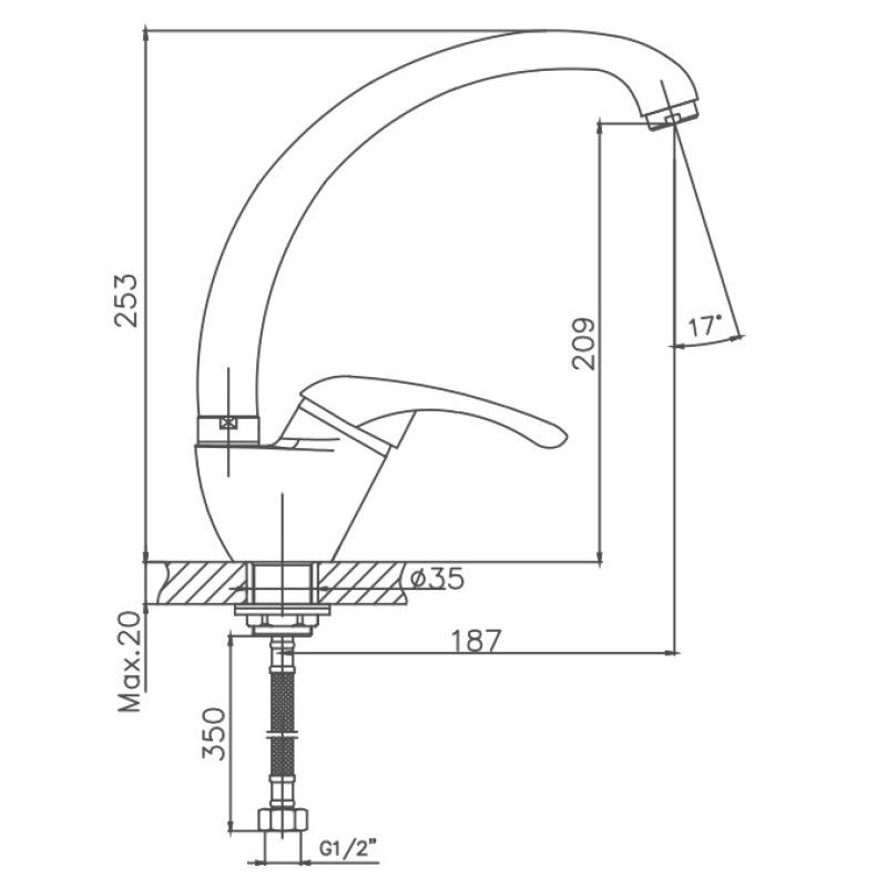 Смеситель для кухни Cron CN4103-8, белый