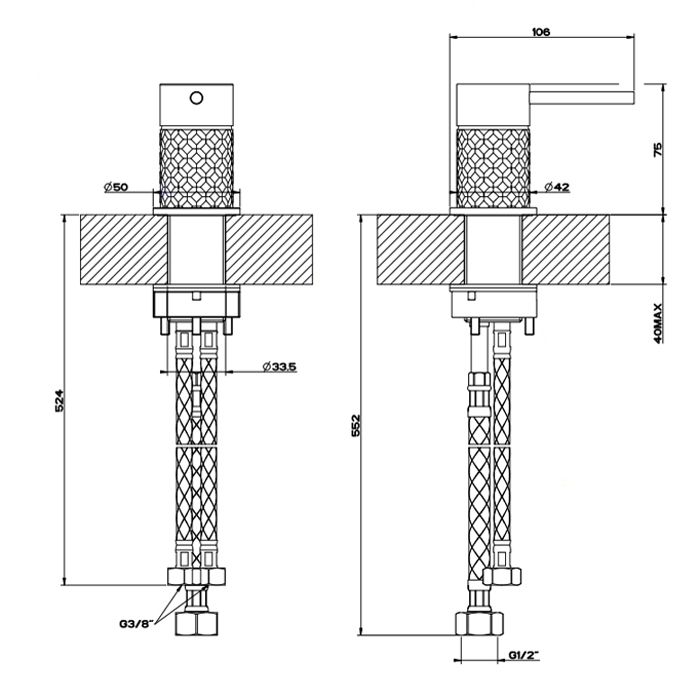 GESSI 316 Рычаг удаленного управления, цвет: steel brushed