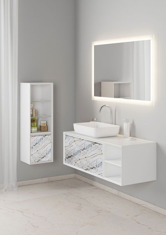 Тумба под раковину SanVit Стайл 120 L kstyle120 подвесная Желтый глянец