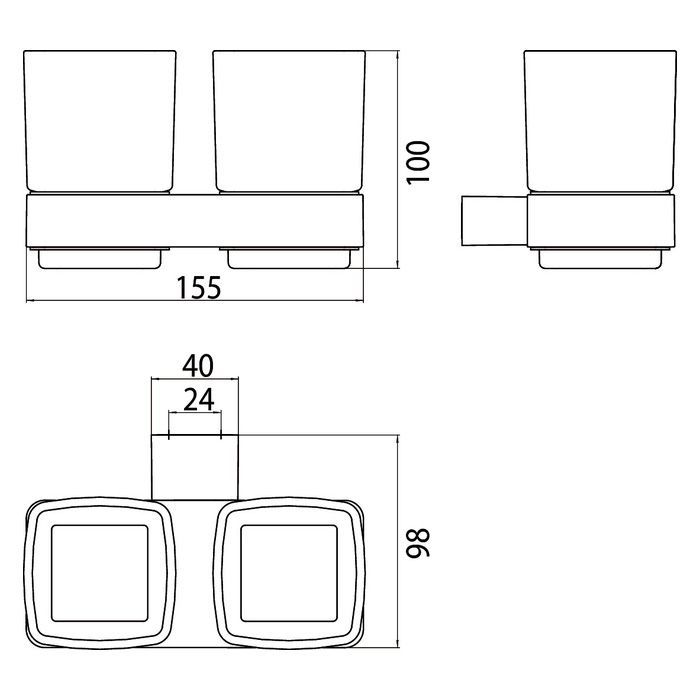 Emco Loft Стакан подвесной, двойной, хрустальное стекло сатинированное, цвет хром