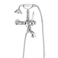 OXFORD Смеситель для ванны моноком. внешний, ручка белая, хром