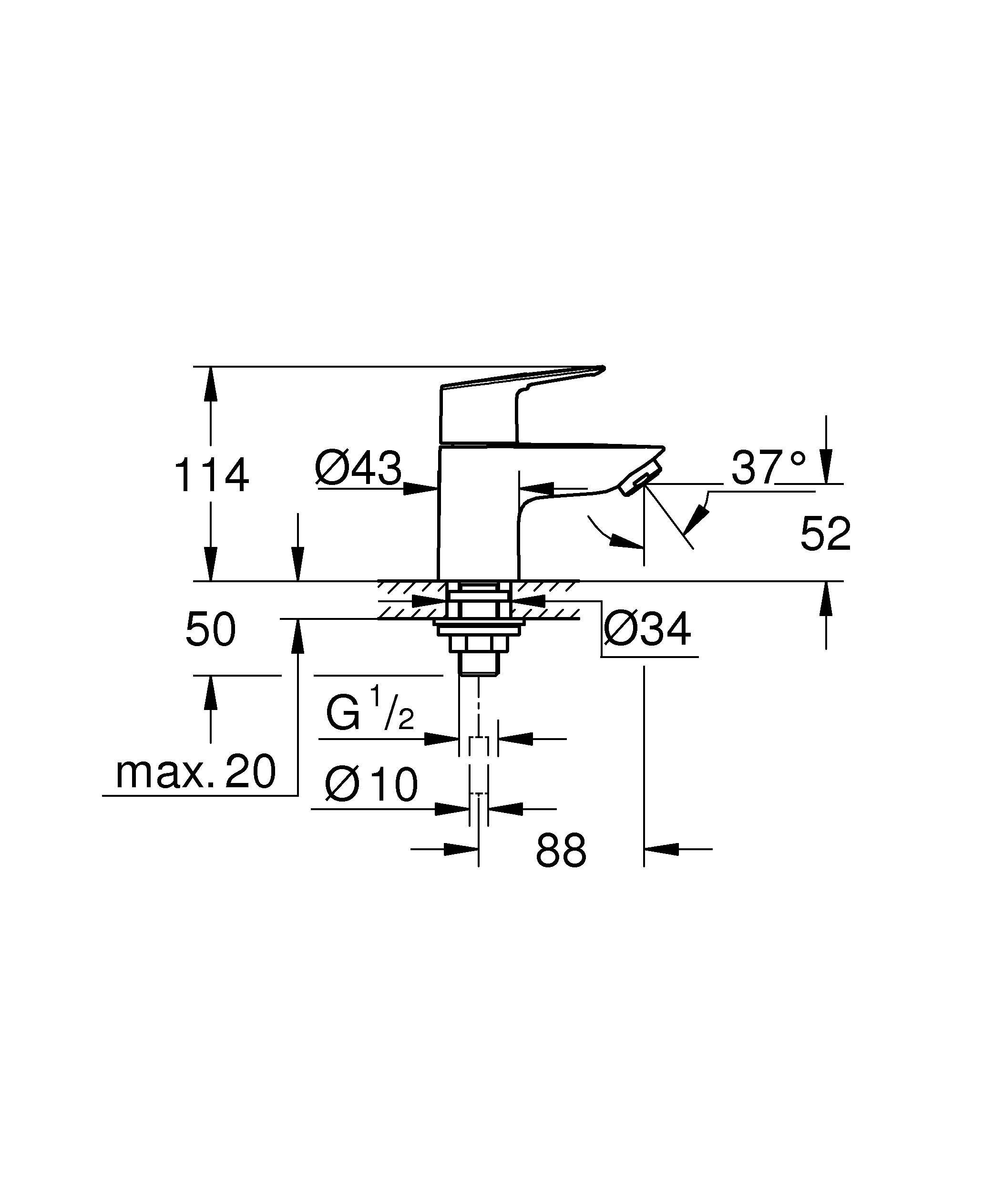 Вертикальный вентиль для раковины GROHE BauLoop, гладкий корпус, хром (20422001) Вертикальный вентиль для раковины GROHE BauLoop, гладкий корпус, хром (20422001)