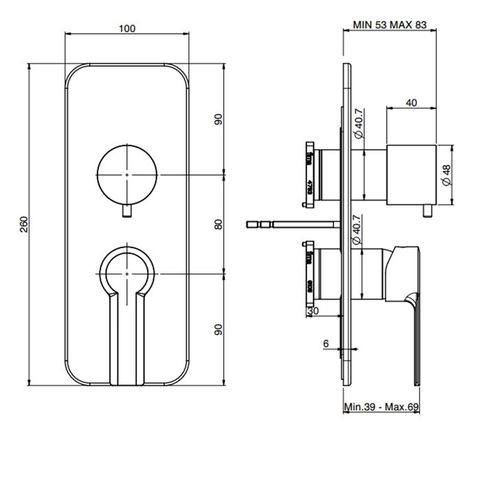 Fima Carlo Frattini Mast Смеситель для душа, встраиваемый, с переключателем на 2/3 потока, цвет: чёрный матовый, артикул F3139X6NS