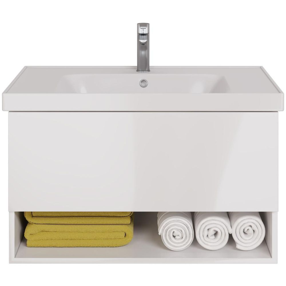 Тумба с раковиной подвесная Dreja Perfecto 90 см, белый, артикул 99-0808-com