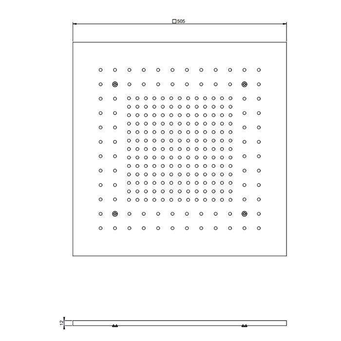 GESSI Minimali/Afilo Накладная панель 500x500 мм., для встраив в потолок душ системы 57501/57503/57901, цвет Nickel PVD