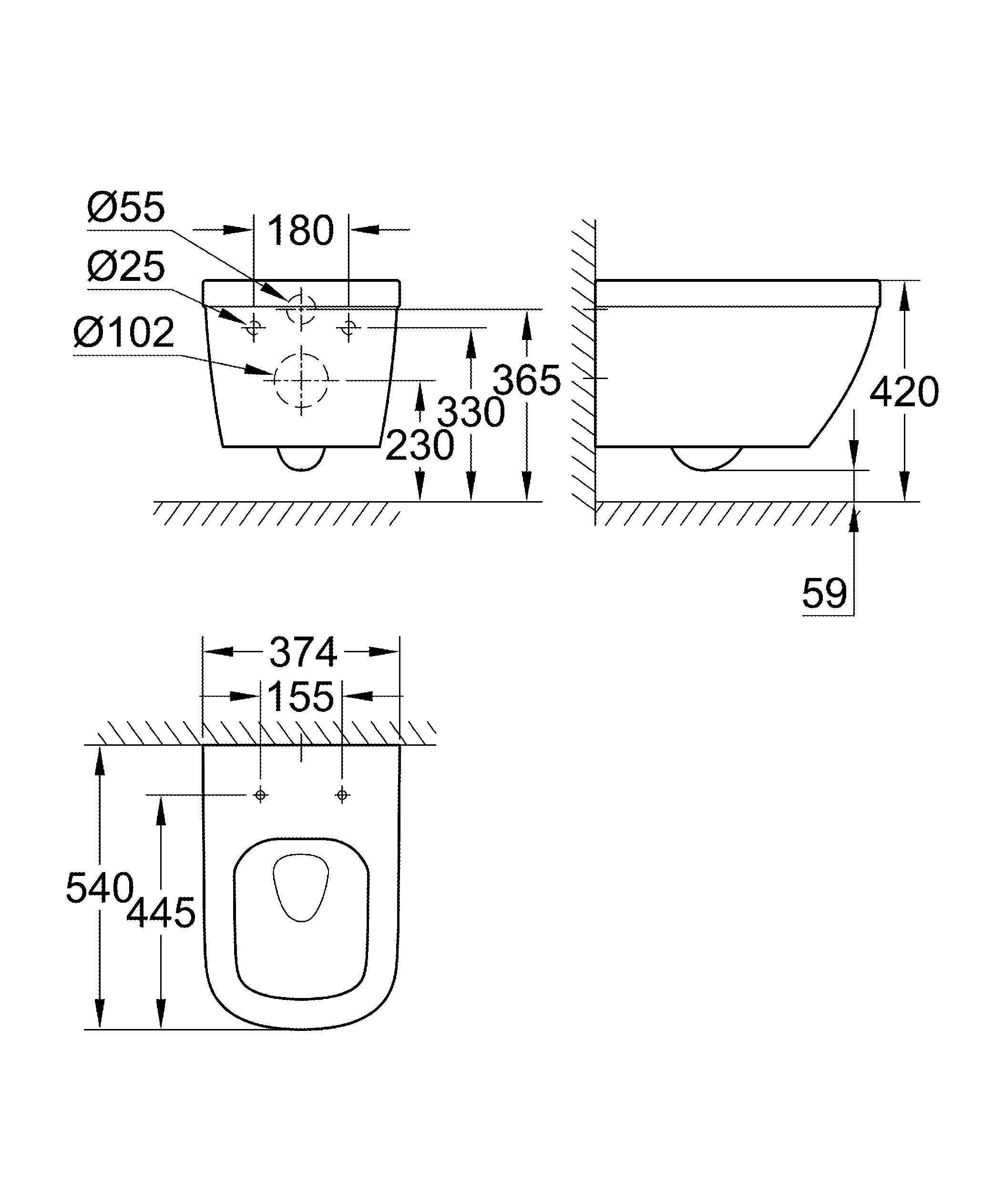 Унитаз подвесной безободковый GROHE Euro Ceramic с сиденьем с микролифтом (NW0023-1) Унитаз подвесной безободковый GROHE Euro Ceramic с сиденьем с микролифтом (NW0023-1)