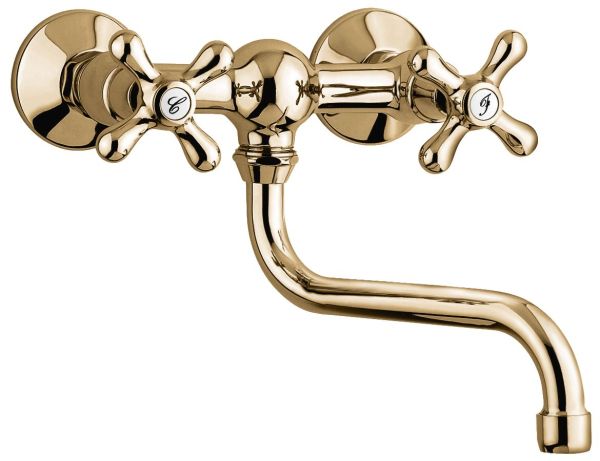 Emmevi Deco Classic, настенный двухвентильный кухонный смеситель (поворотный излив 23 см), бронза