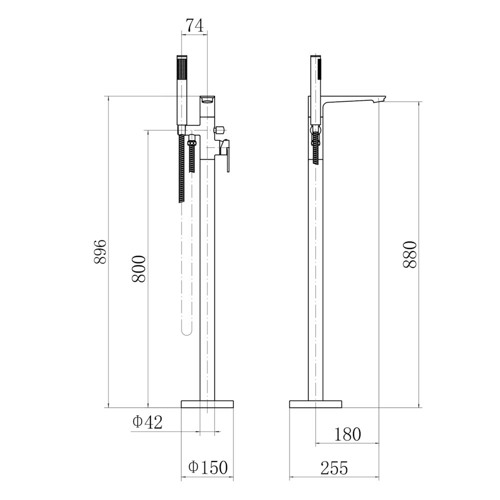 Смеситель для ванны напольный FASHUN A3085-35, золото