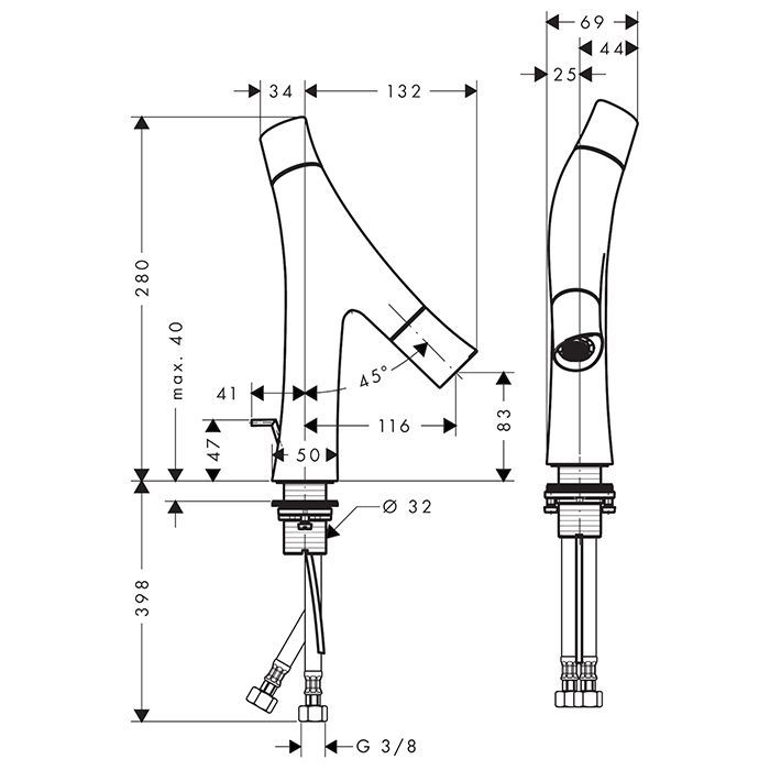 AX Starck Organic Смеситель для раковины 80, цвет шлифованная бронза AX Starck Organic Смеситель для раковины 80, цвет шлифованная бронза