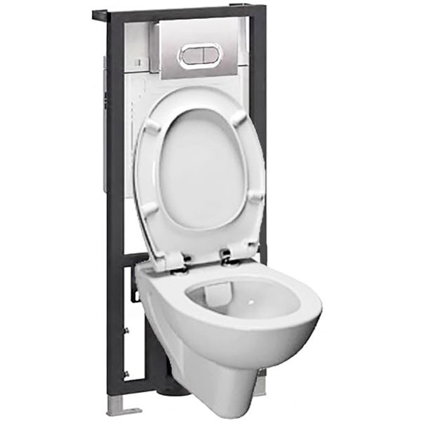Безободковый унитаз VitrA Integra Round L-box с толстой дюропластовой крышкой микролифт, кнопка Матовый хром Безободковый унитаз VitrA Integra Round L-box с толстой дюропластовой крышкой микролифт, кнопка Матовый хром