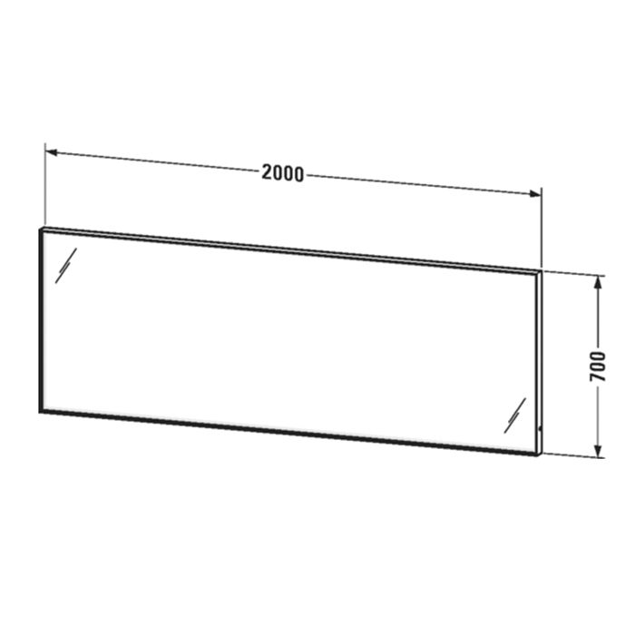 DURAVIT L-CUBE Зеркало 2000х700х67 мм., LED подсветка 3500K с 4-х сторон, сенсорный выключатель справа внизу