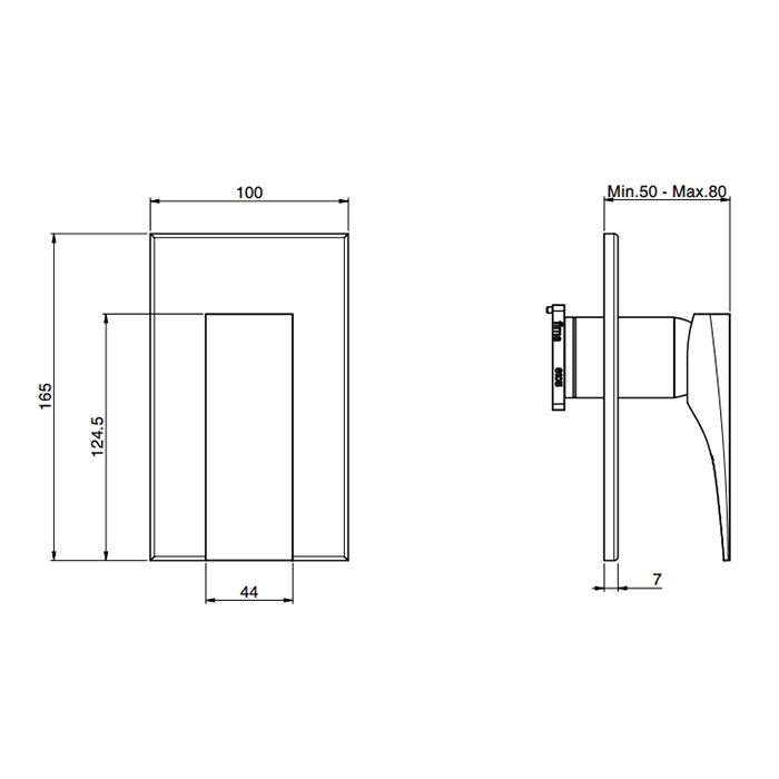 Смеситель для душа, Fima Carlo Frattini, Zeta, тип открывания воды-однорычажный, монтаж-настенный встраиваемый, отверстия для монтажа-1, внутренняя часть-необходимо заказать, цвет-черный матовый