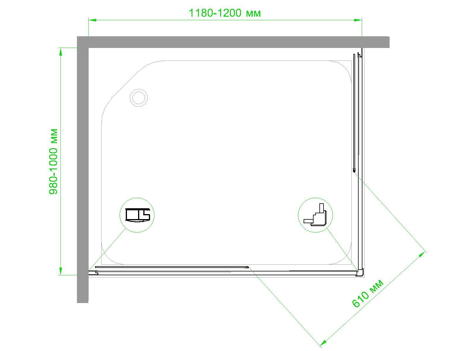Душевой уголок Royal Bath RB HPD-C-CH 120х100х185(рифленое)