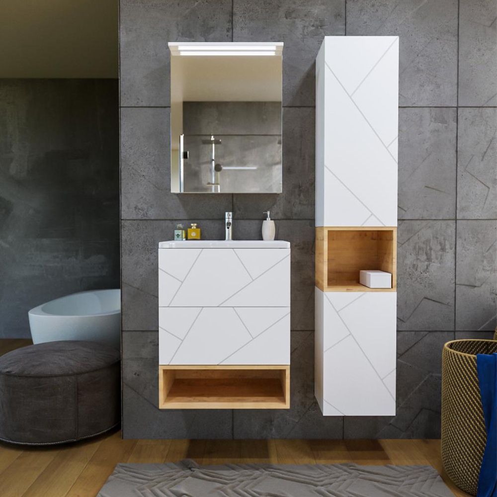 Шкаф навесной Бриклаер КРИСТАЛЛ 35х60 см, белый