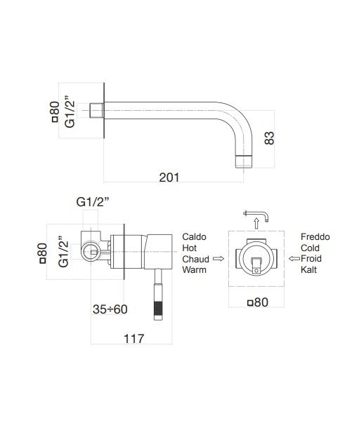 Смеситель для раковины Webert Rimini RI830606010, золото