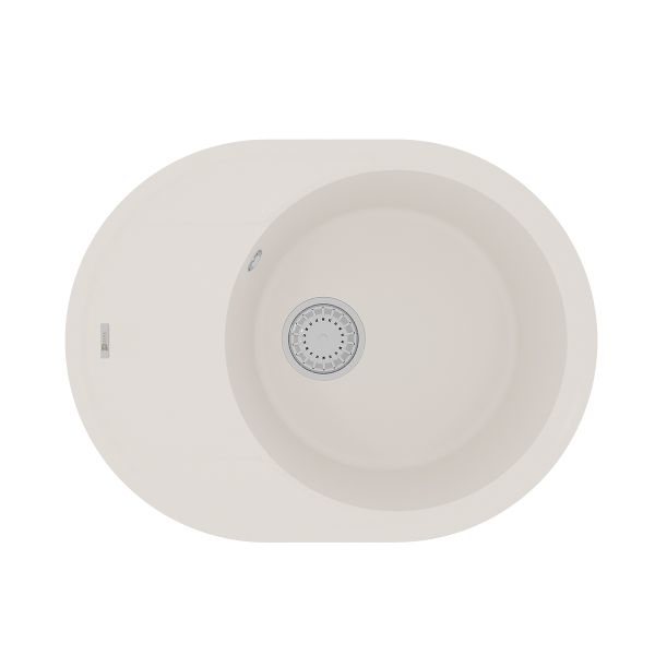 Кухонная мойка Lemark LACHA 620 врезная овальная с крылом из кварцгранита цвет: Жасмин  (9910052)