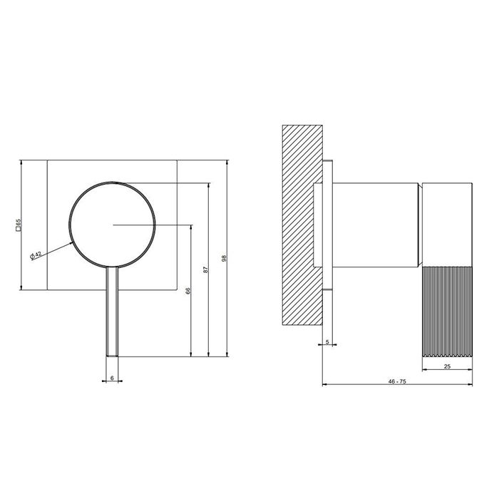 GESSI  INVERSO RIGATO Внешняя часть настенного смесителя для душа, цвет: Brass Brushed PVD