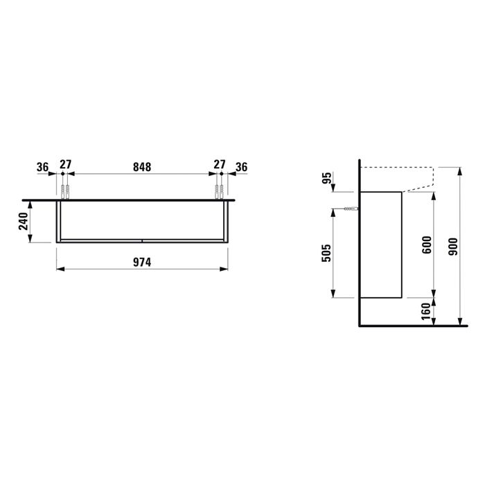 Тумба под раковину, Laufen, Sonar, ширина, мм-975, глубина, мм-240, высота, мм-600, тип установки-подвесной, раковина-необходимо заказать, дверцы-есть, материал корпуса-МДФ, материал фасада-МДФ, цвет-медь, артикул 4.0548.4.034.041.1