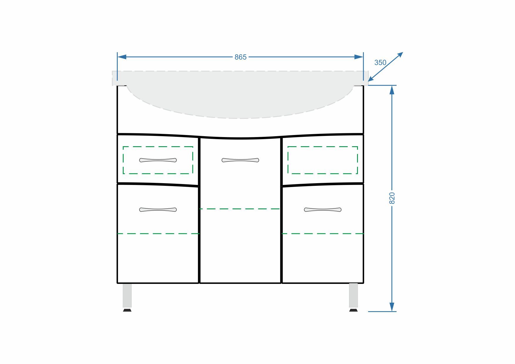 Тумба "Волна 90-8", 2 ящ., Эльбрус 90 / 0